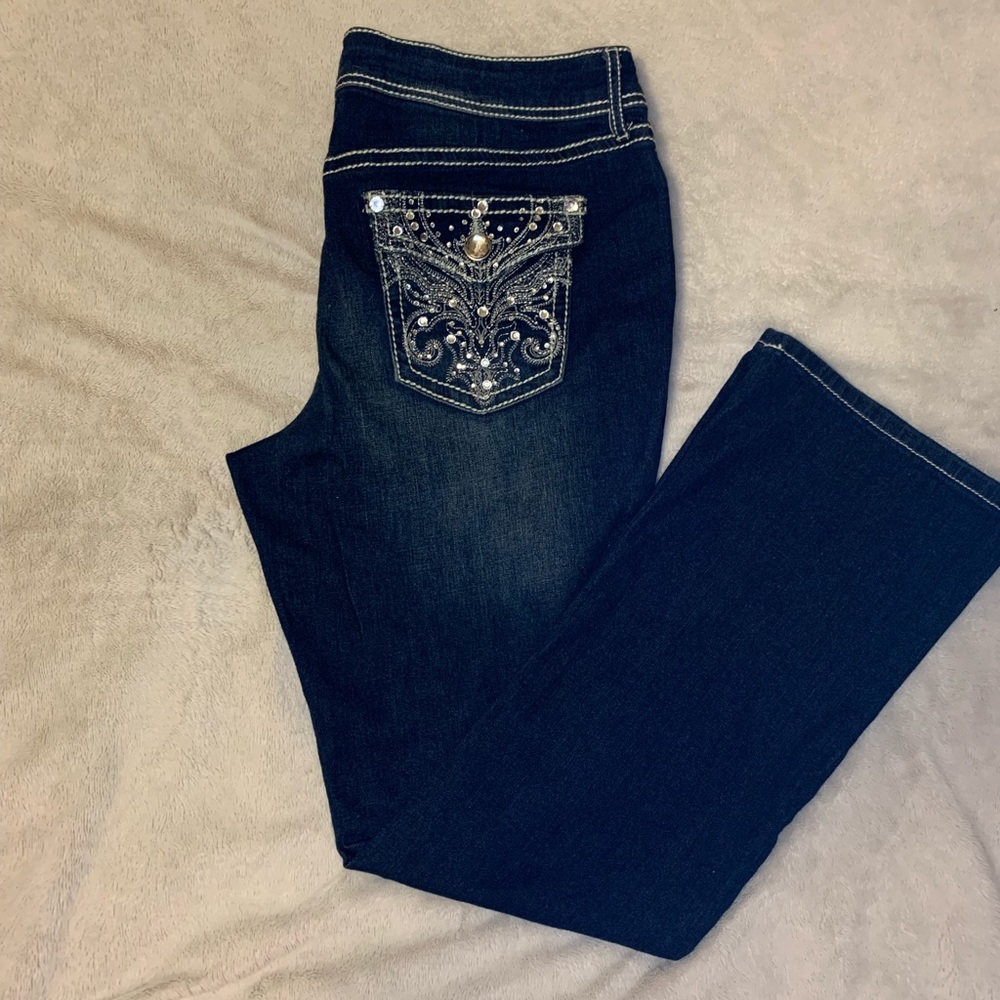Apt. 9 boot cut dark rinse bling jeans size 16